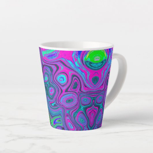 Marbled Magenta und Lime Green Groovy Abstrakte Ku Milchtasse (Rechte Ecke)