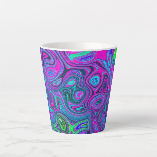 Marbled Magenta und Lime Green Groovy Abstrakte Ku Milchtasse (Vorderseite)