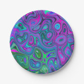 Marbled Magenta und Lime Green Groovy Abstrakte Ku Pappteller (Vorderseite)