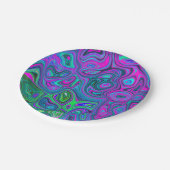Marbled Magenta und Lime Green Groovy Abstrakte Ku Pappteller (Schrägansicht)