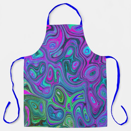 Marbled Magenta und Lime Green Groovy Abstrakte Ku Schürze (Vorderseite)
