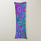 Marbled Magenta und Lime Green Groovy Abstrakte Ku Seitenschläferkissen (Vorderseite Vertikal)