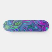 Marbled Magenta und Lime Green Groovy Abstrakte Ku Skateboard (Horizontal)
