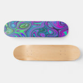 Marbled Magenta und Lime Green Groovy Abstrakte Ku Skateboard (Horizontal)