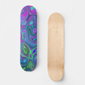 Marbled Magenta und Lime Green Groovy Abstrakte Ku Skateboard (Vorderseite)