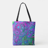 Marbled Magenta und Lime Green Groovy Abstrakte Ku Tasche (Rückseite)