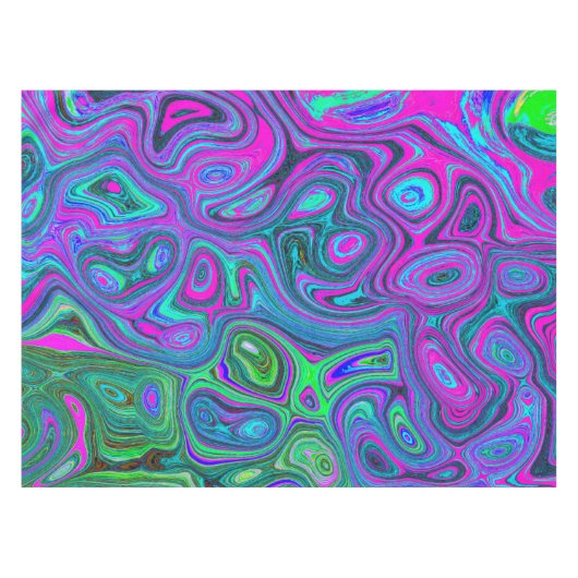 Marbled Magenta und Lime Green Groovy Abstrakte Ku Tischdecke (Vorderseite (Horizontal))