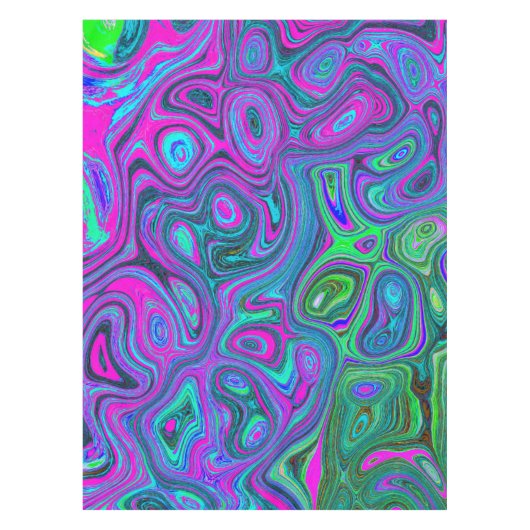 Marbled Magenta und Lime Green Groovy Abstrakte Ku Tischdecke (Vorderseite)