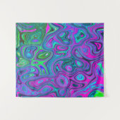 Marbled Magenta und Lime Green Groovy Abstrakte Ku Wandteppich (Vorderseite (Horizontal))