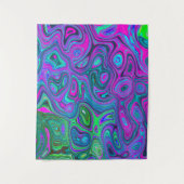 Marbled Magenta und Lime Green Groovy Abstrakte Ku Wandteppich (Vorderseite)