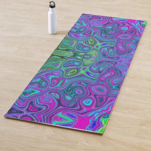 Marbled Magenta und Lime Green Groovy Abstrakte Ku Yogamatte (Beispiel)