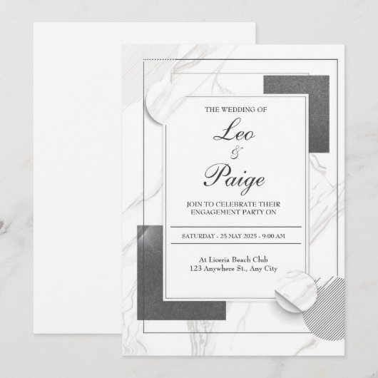 Marbled Modern Wedding Einladung (Vorne/Hinten)