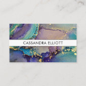 Marbled Multicolored & Gold Abstrakt Liquid Art Visitenkarte (Vorderseite)