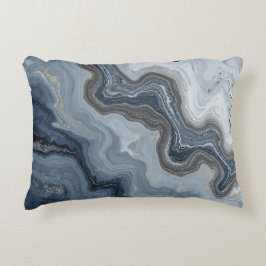 Marbled Navy Blue Light Dusty Blue Abstract Design Dekokissen