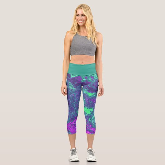 Marbled Neon Capri Leggings (Vorderseite)