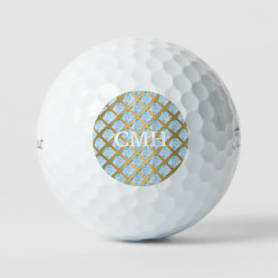 MARBLED OCEAN GOLD GRID CUSTOM GOLF BALLS GOLFBALL