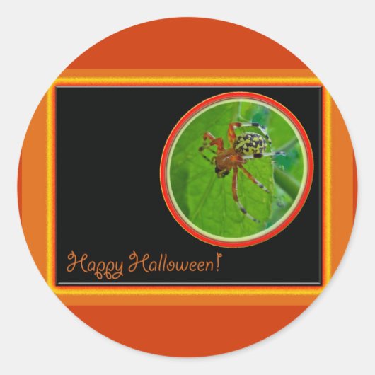 Marbled Orb Weaver Spider Happy Halloween Items Runder Aufkleber (Vorderseite)