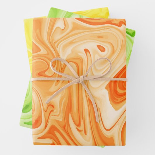 Marbled Paint Art Herbstfarben Festivals Spaß Geschenkpapier Set (Beispiel)