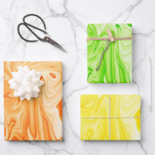 Marbled Paint Art Herbstfarben Festivals Spaß Geschenkpapier Set