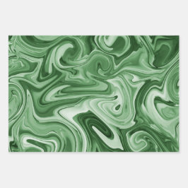 Marbled Paint Christmas Colors Red Green Champaign Geschenkpapier Set