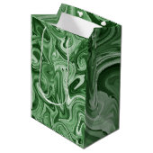 Marbled Paint Green Chic Weihnachtsgeschenk Wrap Mittlere Geschenktüte (Vorderseite Schrägansicht)