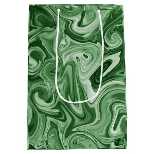 Marbled Paint Green Chic Weihnachtsgeschenk Wrap Mittlere Geschenktüte (Rückseite)