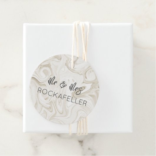 Marbled Paint Mr&Mrs NAME Wedding Elegant Wrap Geschenkanhänger (Beispiel)