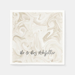 Marbled Paint Off White Chic Weihnachtsfeier Serviette