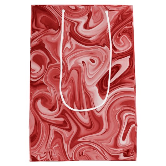 Marbled Paint Red Chic Weihnachtsgeschenk Wrap Mittlere Geschenktüte (Rückseite)