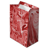 Marbled Paint Red Chic Weihnachtsgeschenk Wrap Mittlere Geschenktüte (Rückseite Schrägansicht)
