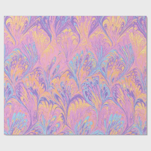 MARBLED PAPER,ABSTRACT PINK BLUE PEACOCK PATTERN GESCHENKPAPIER (Flach)