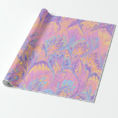 MARBLED PAPER,ABSTRACT PINK BLUE PEACOCK PATTERN GESCHENKPAPIER (Ungerollt)