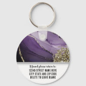Marbled Purple Gold Branding Elegant Business Logo Schlüsselanhänger (Rückseite)