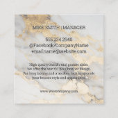 Marbled Slab Gold White Quadratische Visitenkarte (Rückseite)