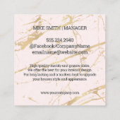 Marbled Slab | Granit | Goldener rosa Hintergrund Quadratische Visitenkarte (Rückseite)