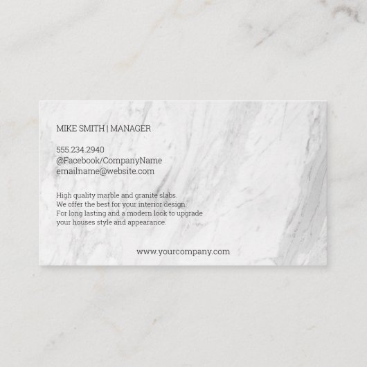 Marbled Slab | Granitgesellschaft Visitenkarte (Rückseite)