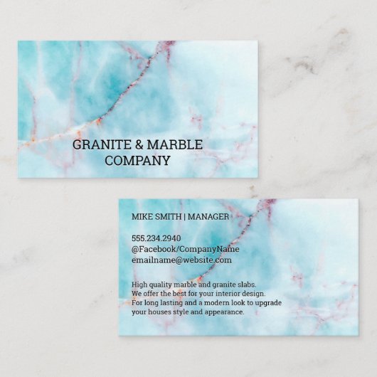 Marbled Slab | Ocean Granite Visitenkarte (Vorne/Hinten)