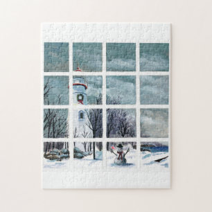 Marblehead Leuchtturm im Winter-Puzzlen Puzzle