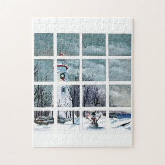 Marblehead Leuchtturm im Winter-Puzzlen Puzzle