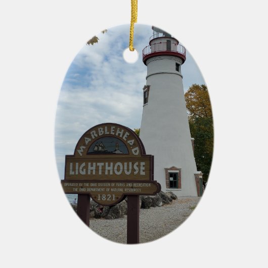 Marblehead Lighthouse Foto auf Keramik Ornament (Vorne)