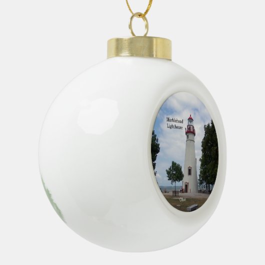 Marblehead Lighthouse Keramik Kugel-Ornament (Links)