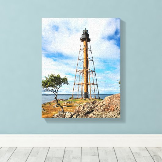 Marblehead Lighthouse Massachusetts Wrapped Canvas Leinwanddruck (Insitu (Holzboden))