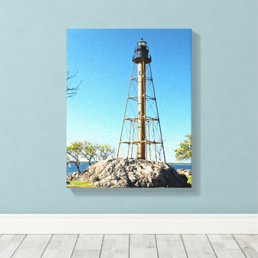 Marblehead Lighthouse Massachusetts Wrapped Canvas Leinwanddruck (Insitu (Holzboden))