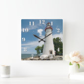 Marblehead Lighthouse Quadratische Wanduhr (Zuhause)