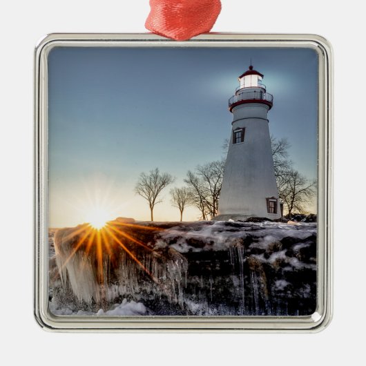 Marblehead Lighthouse Silbernes Ornament (Vorne)