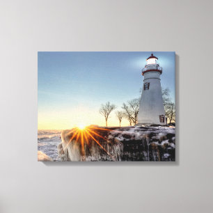 Marblehead Lighthouse Winter Sunrise Leinwanddruck