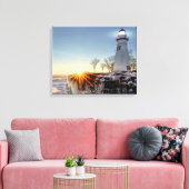 Marblehead Lighthouse Winter Sunrise Leinwanddruck (Insitu (Wohnzimmer))
