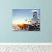 Marblehead Lighthouse Winter Sunrise Leinwanddruck (Insitu (Holzboden))
