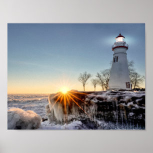 Marblehead Lighthouse Winter Sunrise Poster