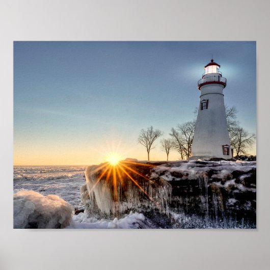 Marblehead Lighthouse Winter Sunrise Poster (Vorne)